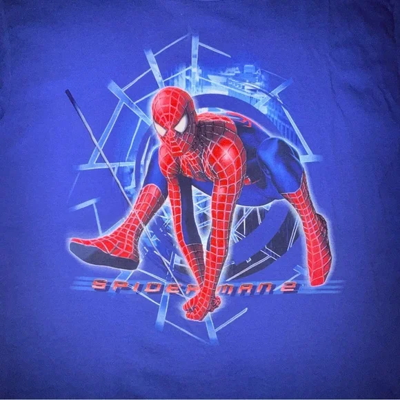 Vintage Spider-Man 2 Movie Shirt 2004 Marvel Blue S Youth XL 18x24 - Picture 2 of 8